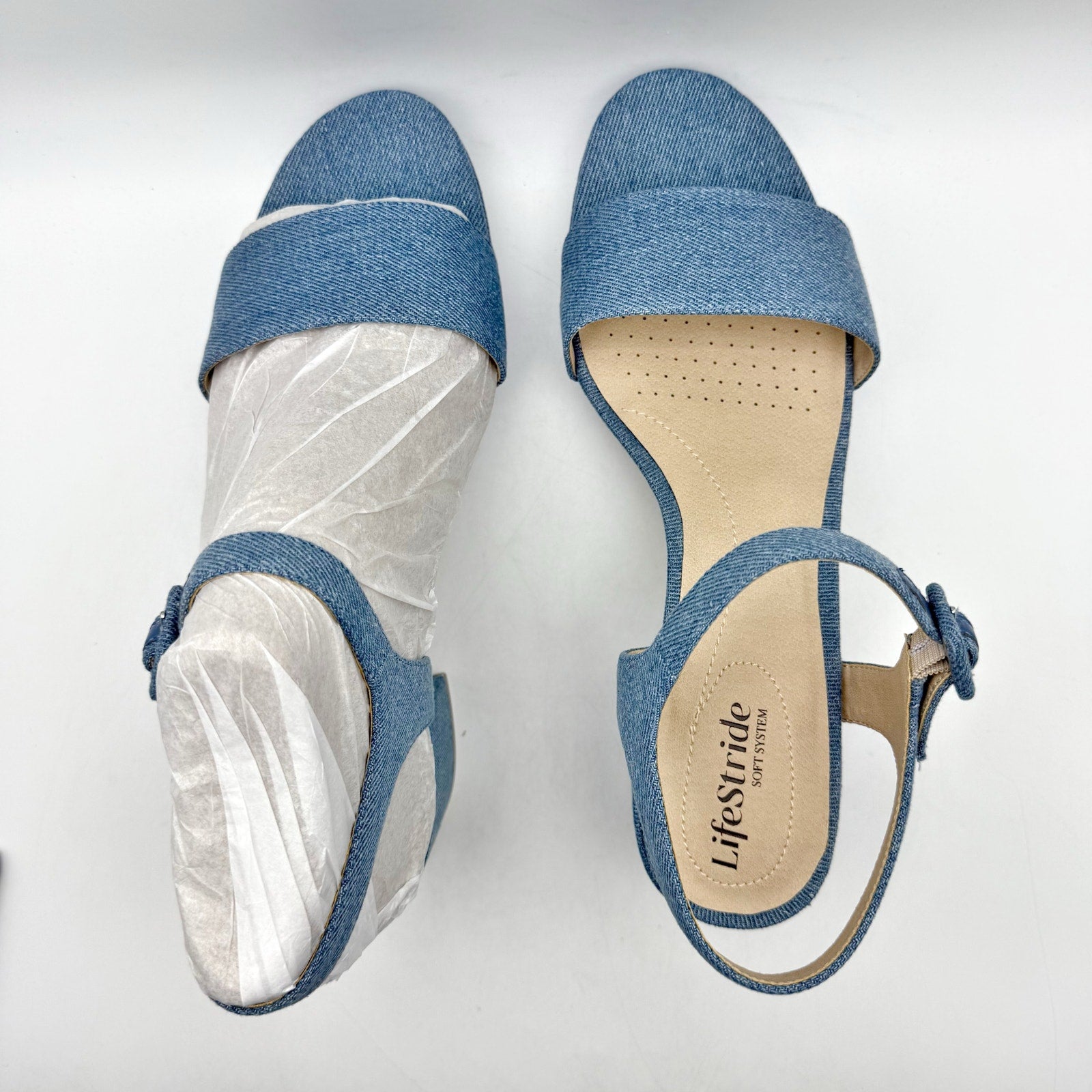 LifeStride Womens Rhythmn Sandal Heels US 11 M EU 42 Denim Blue NIB