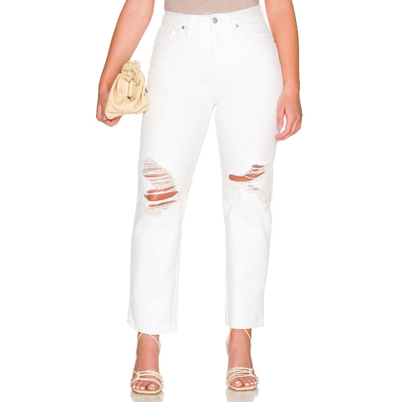 GOOD AMERICAN Good '90s Duster Natural Fray US Size 2 - 26 White Distressed NWOT