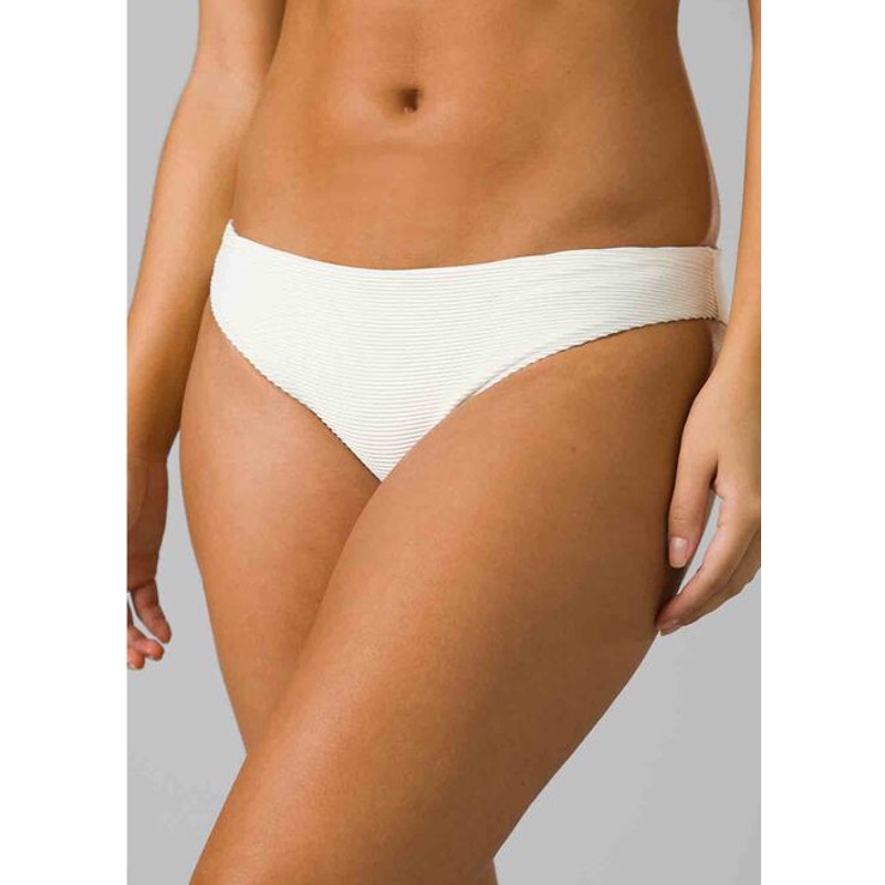 PRANA Women's Gemma Bikini Bottom Small White Horchata Ottoman Low Rise NWT
