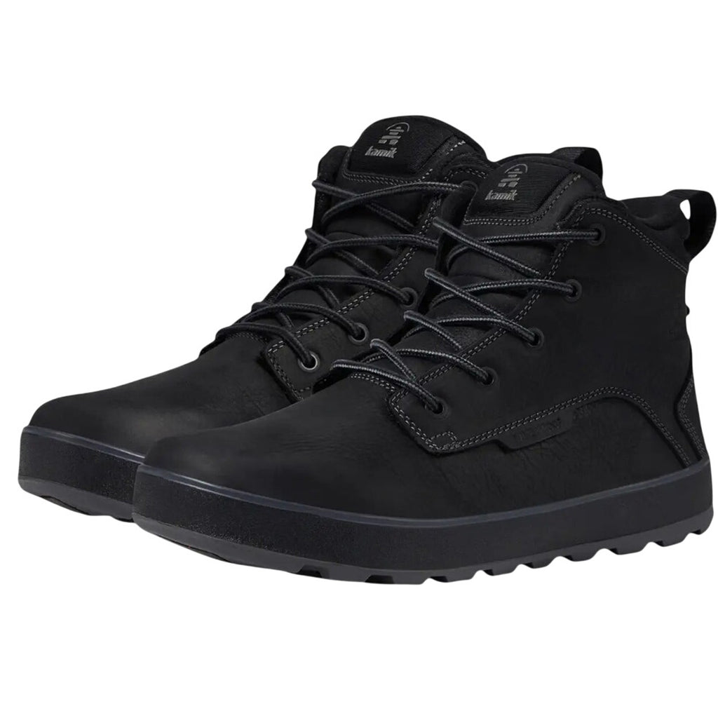 Kamik Mens Spencer Mid Boots US 11 EU 44 Black Leather Waterproof NIB