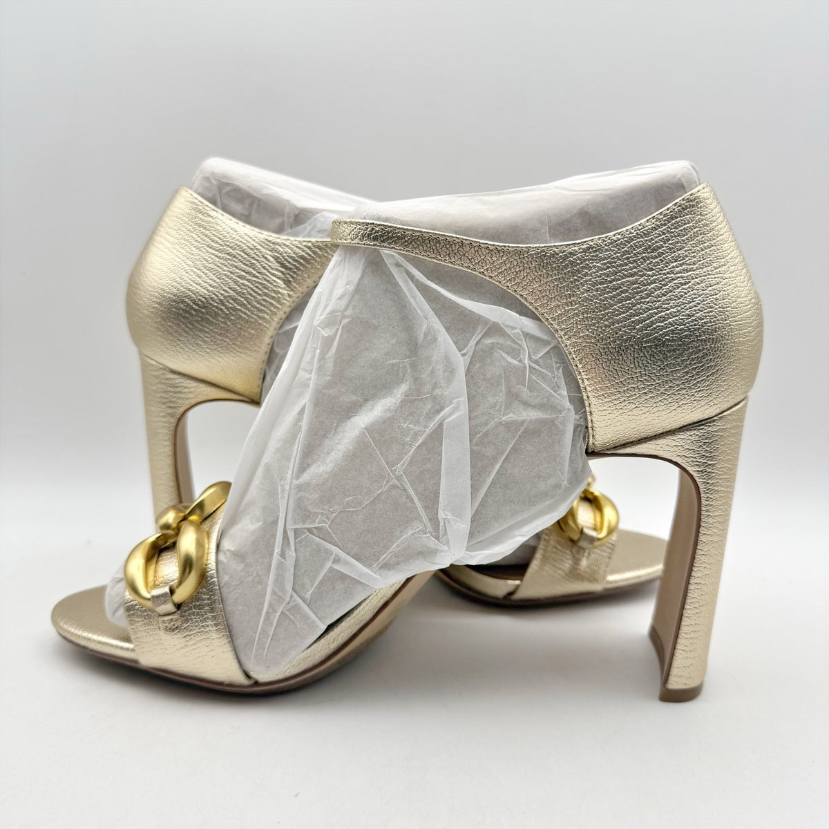 Vince Camuto Womens Aurelia Heel Sandals Size 12 M EU 43.5 Gold Leather NIB