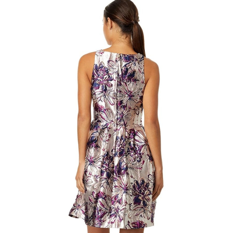LILLY PULITZER Jollian Floral Jacquard Dress Size 8 Silver Purple NWOT