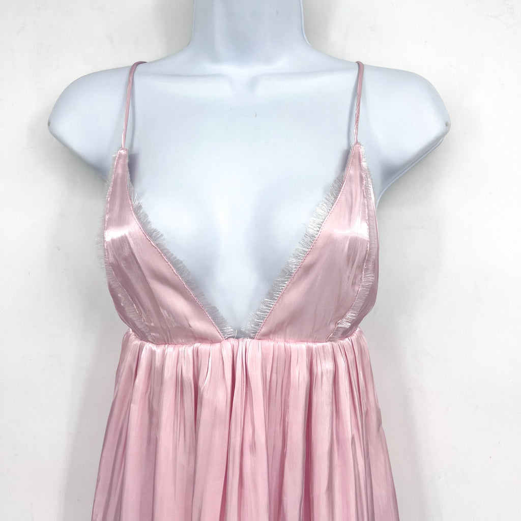 GANNI Womens Changeant Strap Dress Size 34 US 2 Chalk Pink Satin Slip Dress NWOT