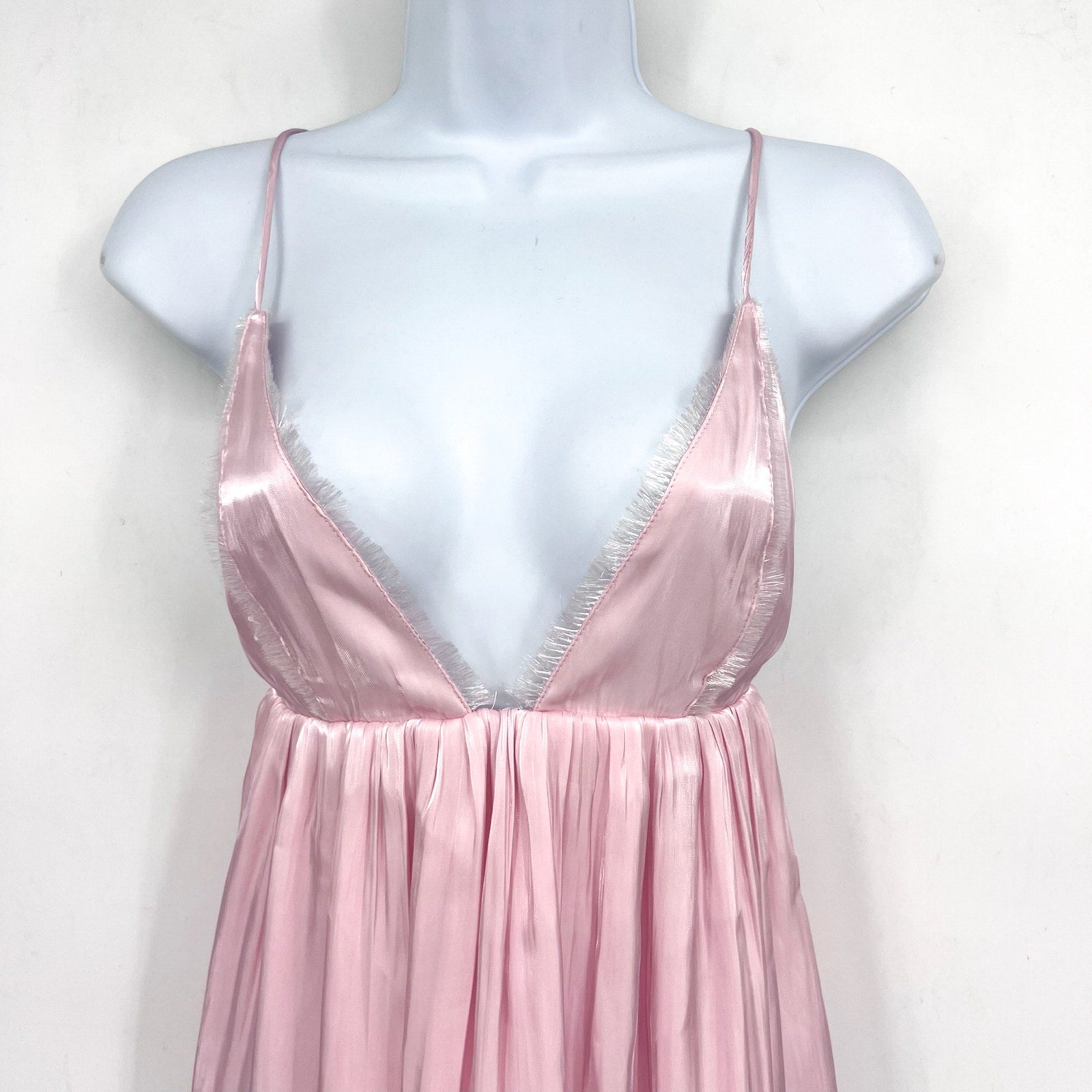 GANNI Womens Changeant Strap Dress Size 34 US 2 Chalk Pink Satin Slip Dress NWOT