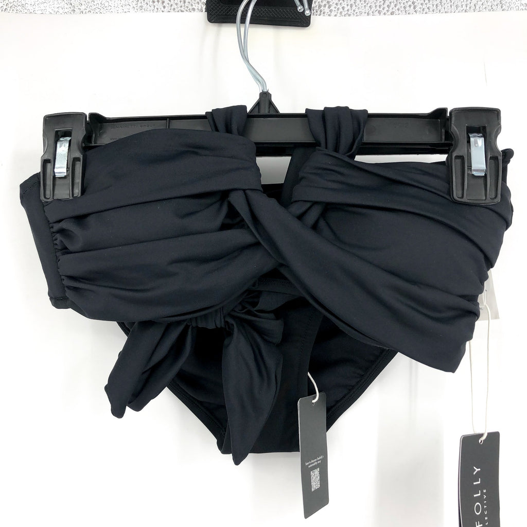 SEAFOLLY Women's Bikini Set Size 2 Black Halter Bandeau & Twist Band Hipster NWT
