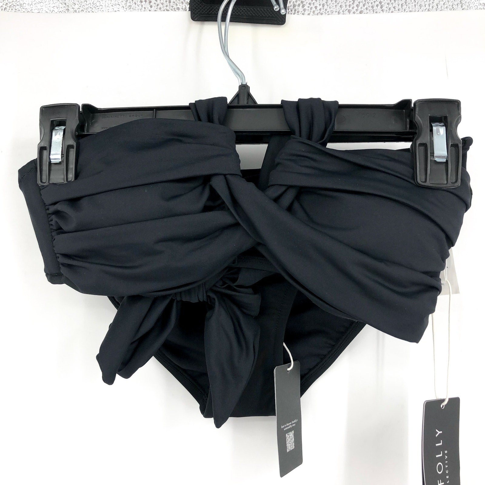 SEAFOLLY Women's Bikini Set Size 2 Black Halter Bandeau & Twist Band Hipster NWT