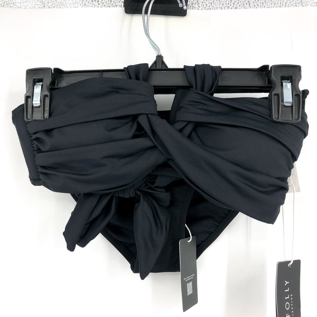 SEAFOLLY Women's Bikini Set Size 2 Black Halter Bandeau & Twist Band Hipster NWT