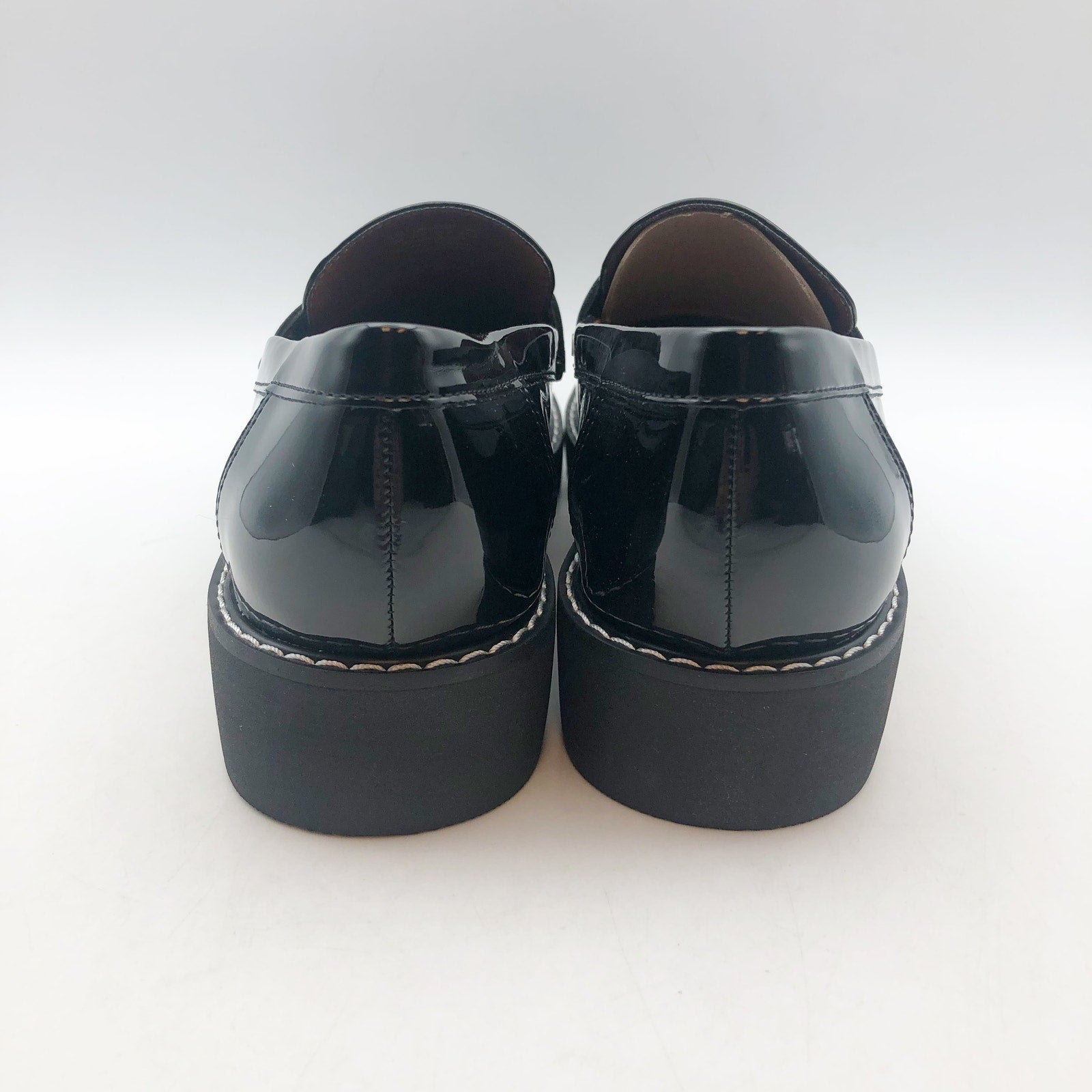 Franco Sarto Womens Cassandra Loafers US 8 M Black Vegan Patent Leather NIB