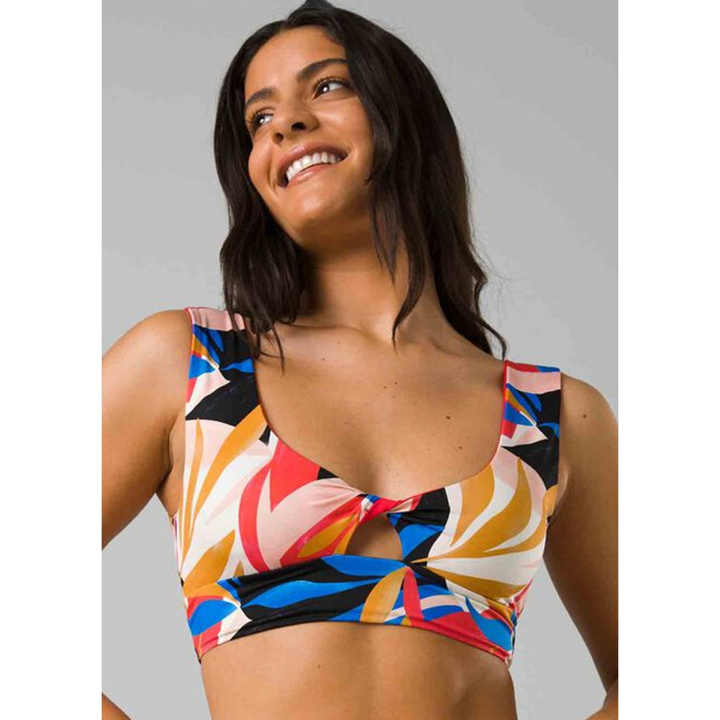 PRANA Women's Under The Palms Bikini Top Large Tropics Floral Twist Front NWT