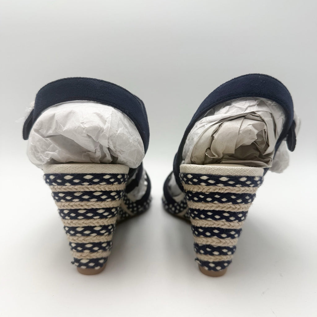 DOLCE Vita Womens DV8 Plume Wedge Sandals Size 9 Navy Blue Espadrille NWOB