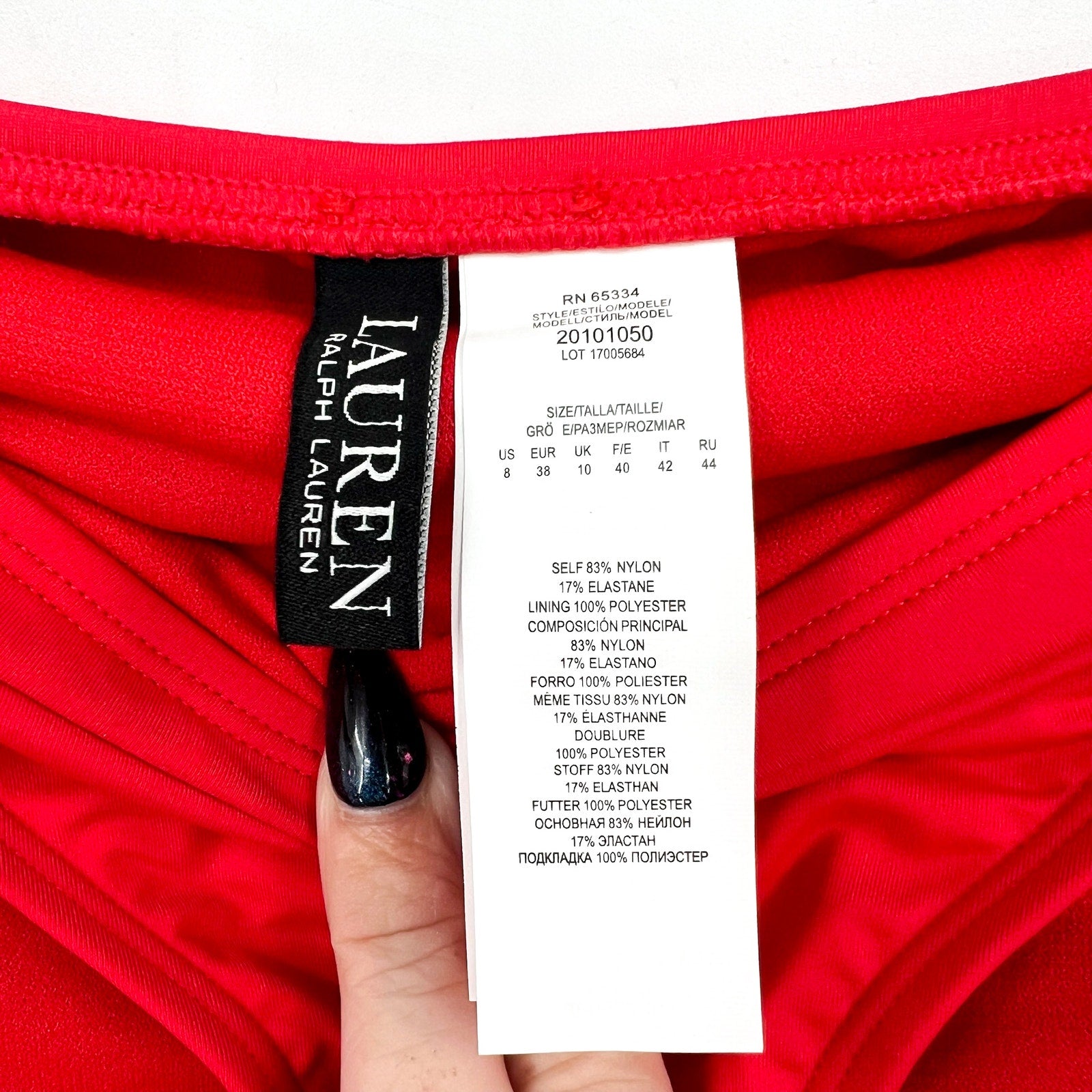 LAUREN RALPH LAUREN Hipster Bikini Bottoms Size 8 Red Beach Club Swim NWT