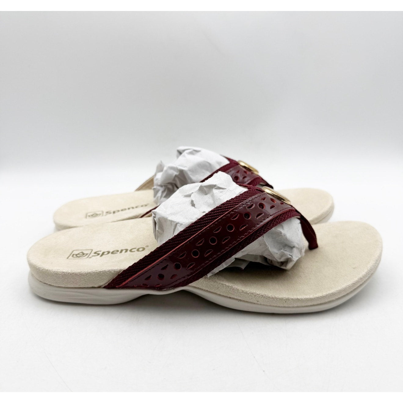 Spenco Women's Starboard Flip Flop Sandals Size 6.5 WIDE Red Burgundy NIB