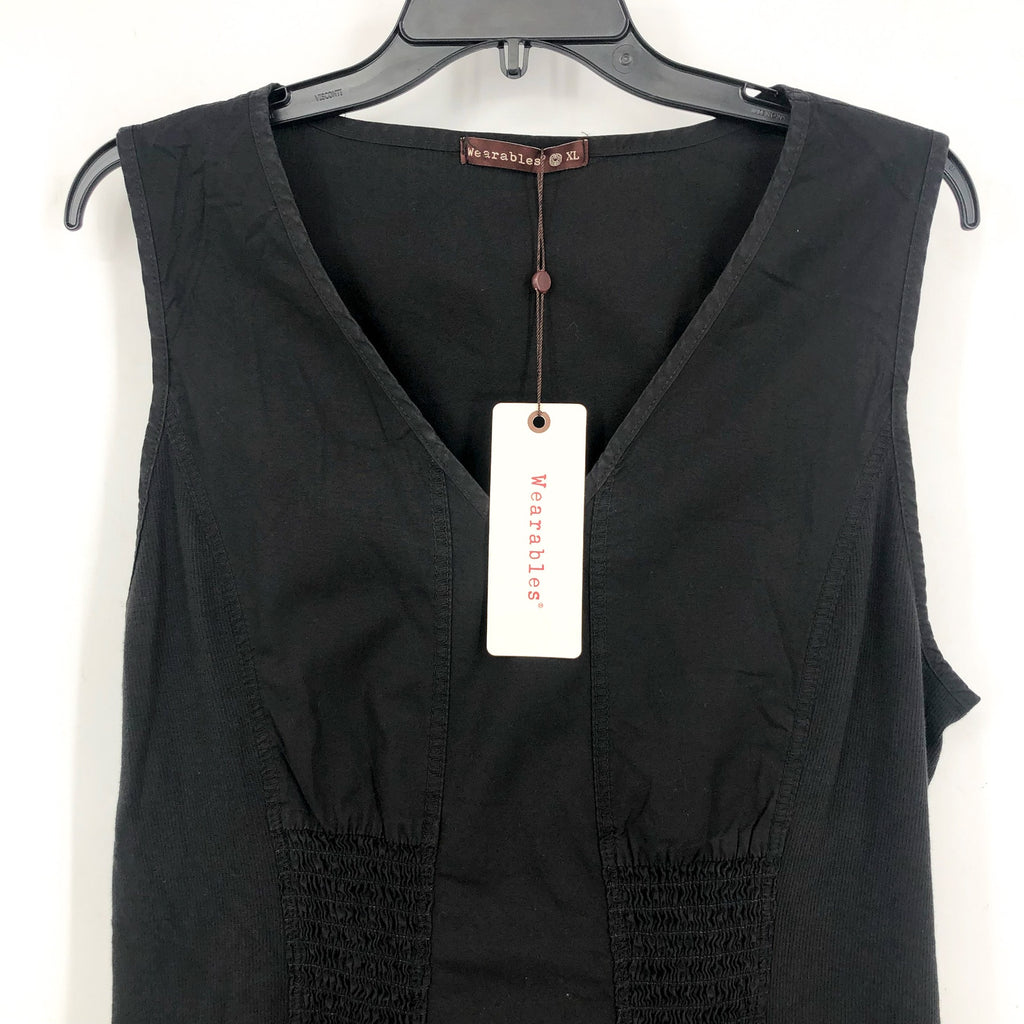 XCVI Women's Gibbon Tank Dress 2.0 Small Black V Neck Sleeveless Pockets NWT