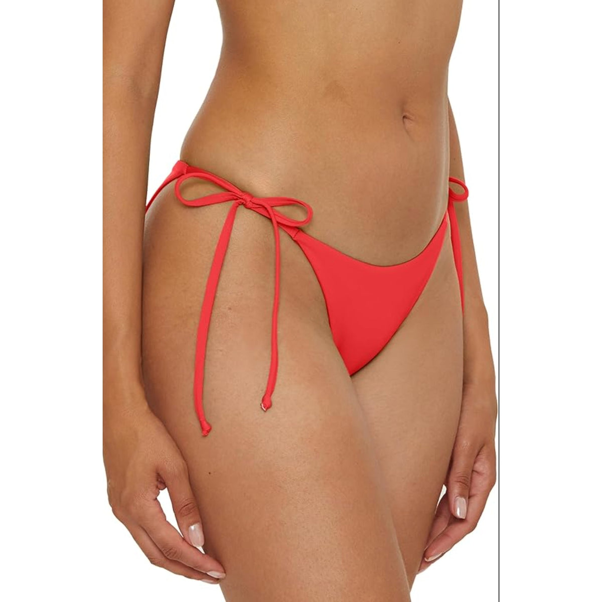 BECCA Women's Side Tie Hipster Bikini Bottom Large Fire Red Color Code NWT