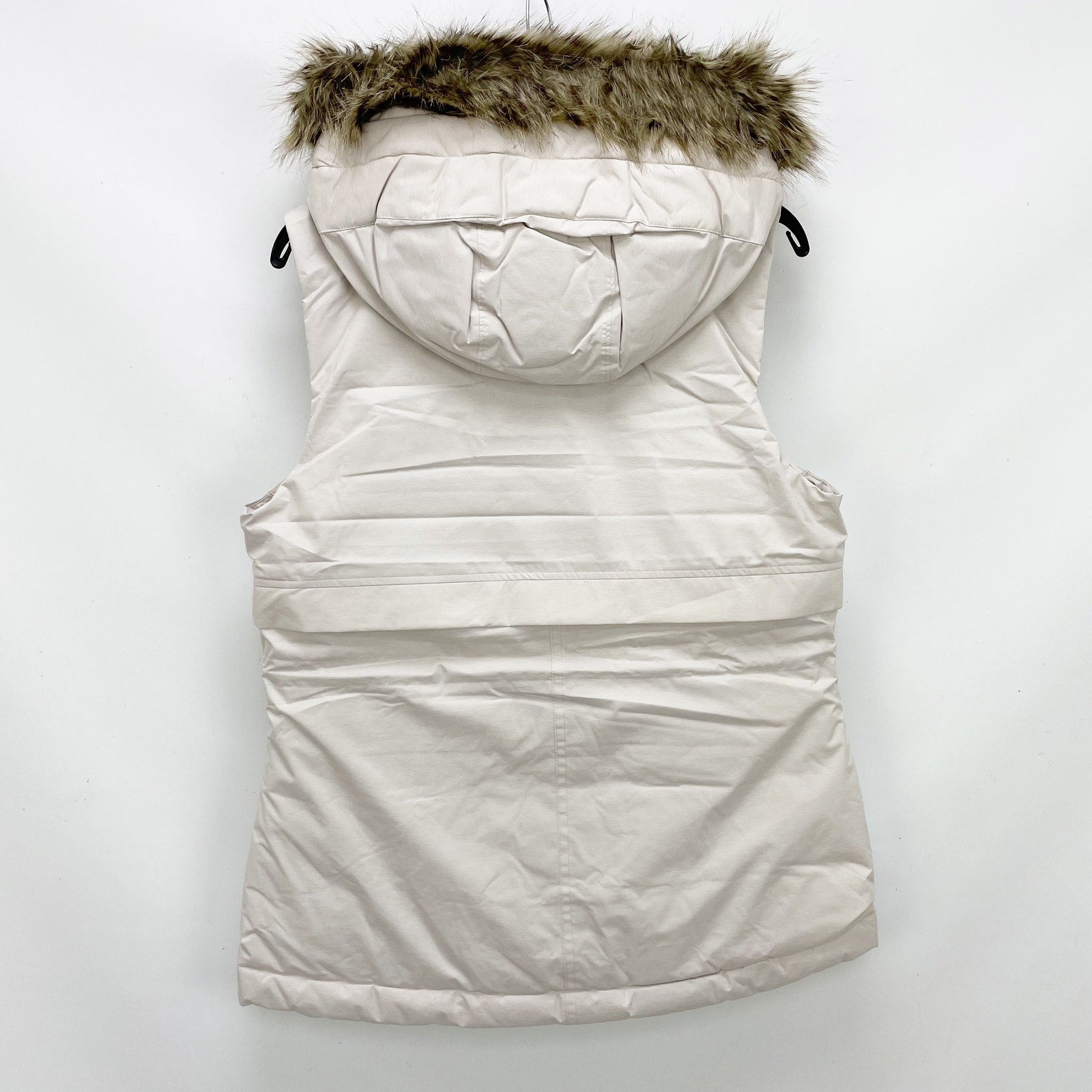 Prana Womens Banajaara Down Vest Small Cream Puffer Hooded Faux Fur NWT $250