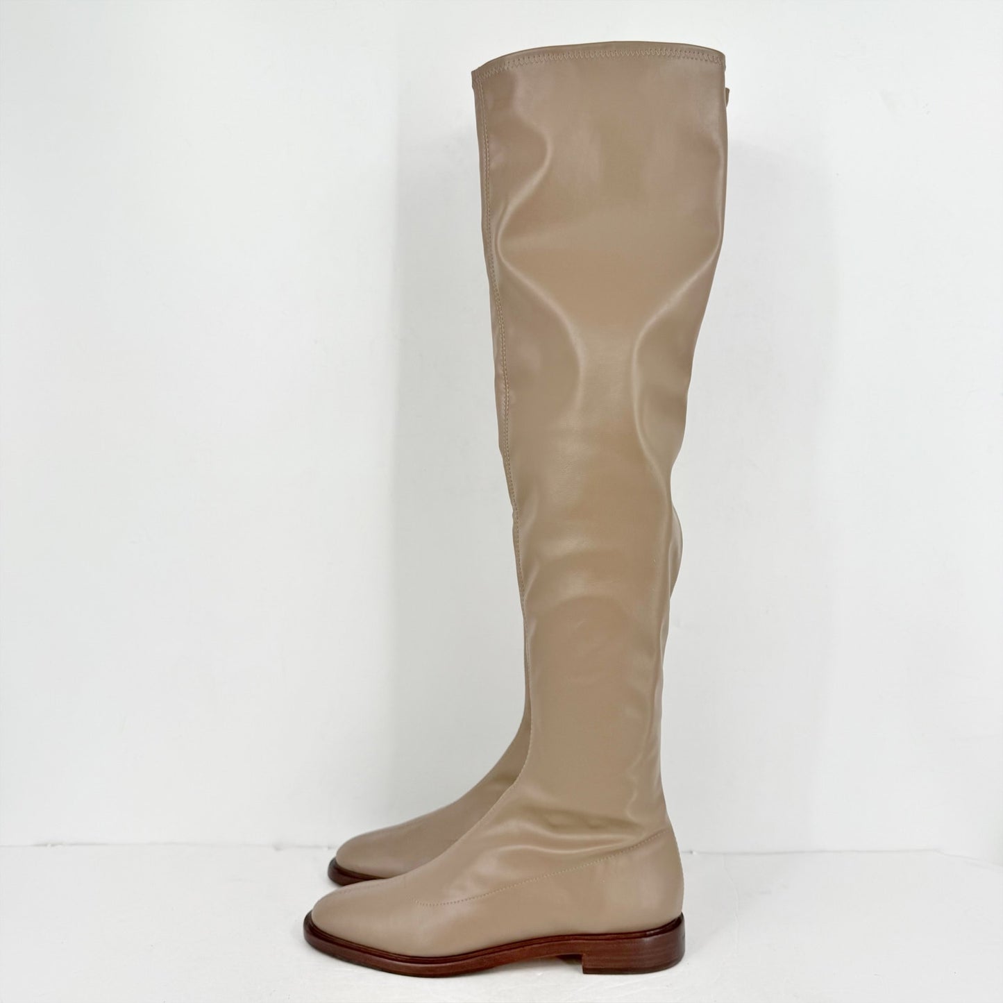 Schutz Womens Kaolin Over The Knee Flat Boots US 8 B EU 38.5 Beige NWOB