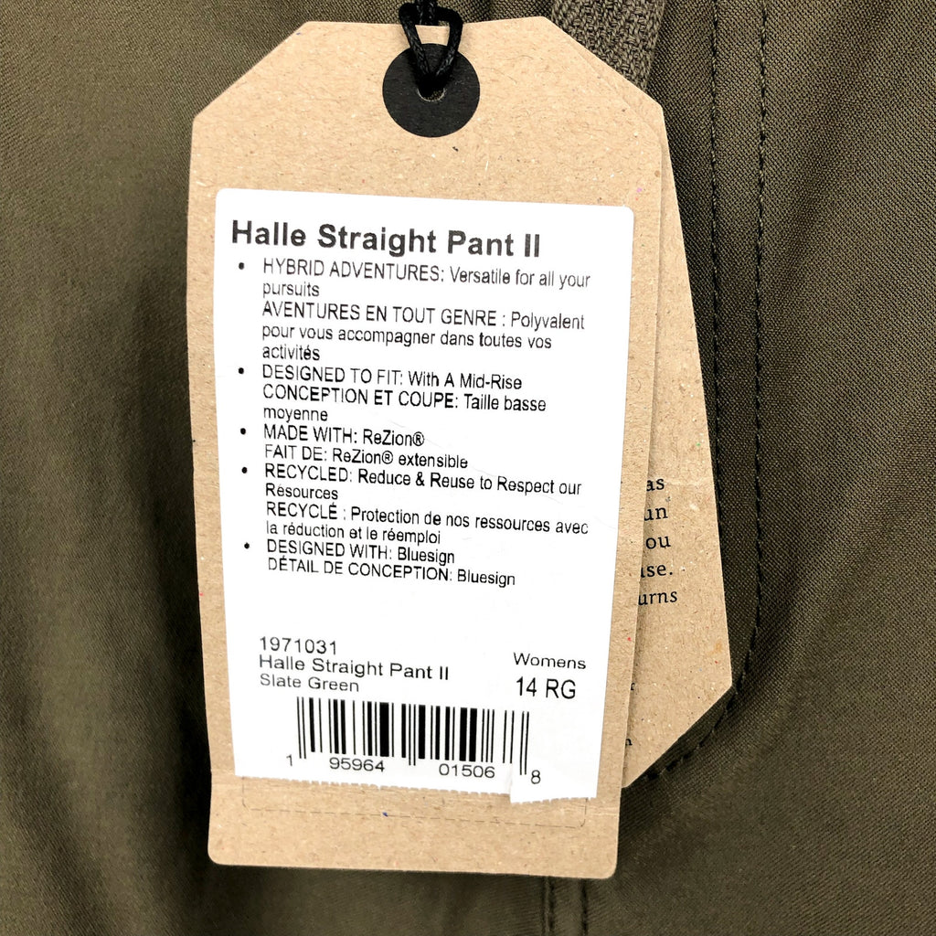 PRANA Women's Halle Straight Pants II Size 14 Reg Slate Green NWT