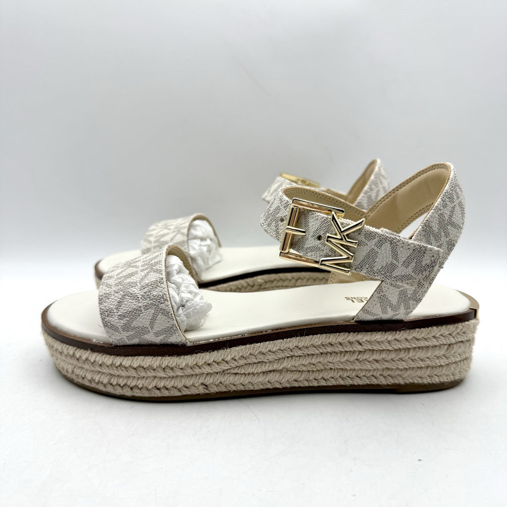 Michael Kors Womens Richie Espadrille Platform Wedge Sandals US 5.5 White NIB