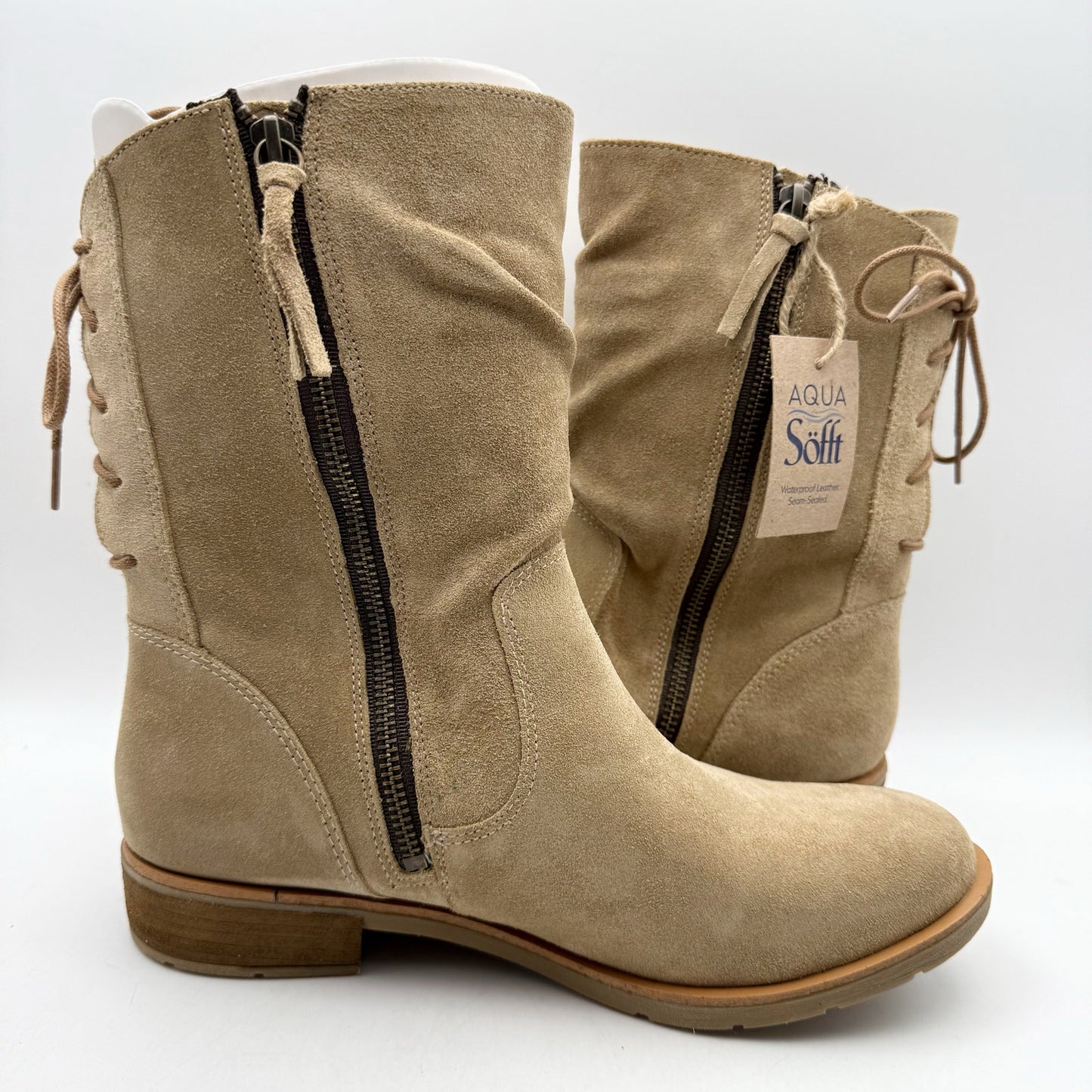 Sofft Womens Sharnell Heel Low Boots US 10 M EU 42 Taupe Suede NIB