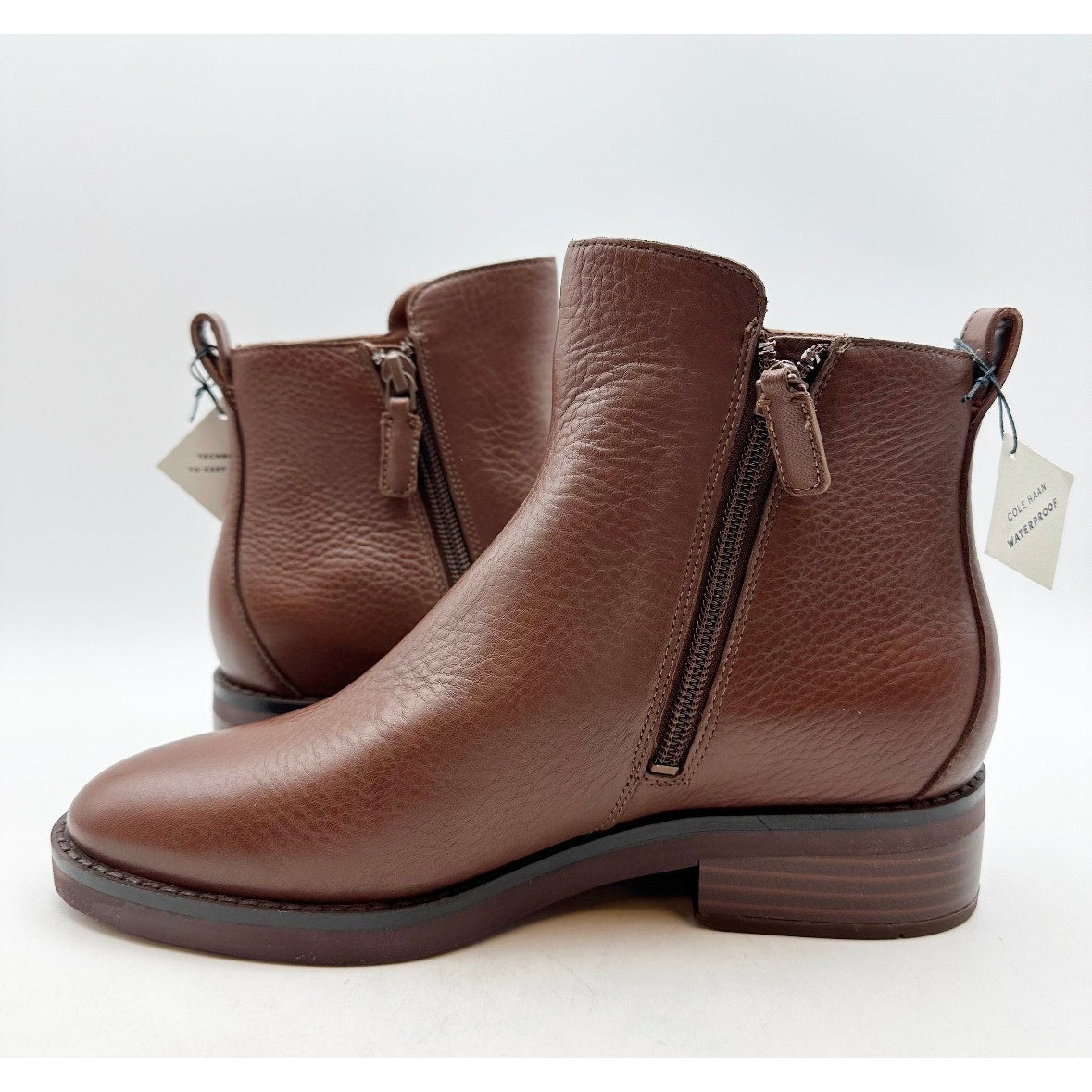 Cole Haan Womens River Chelsea Bootie Size 6 Brown Leather Waterproof Boots NIB