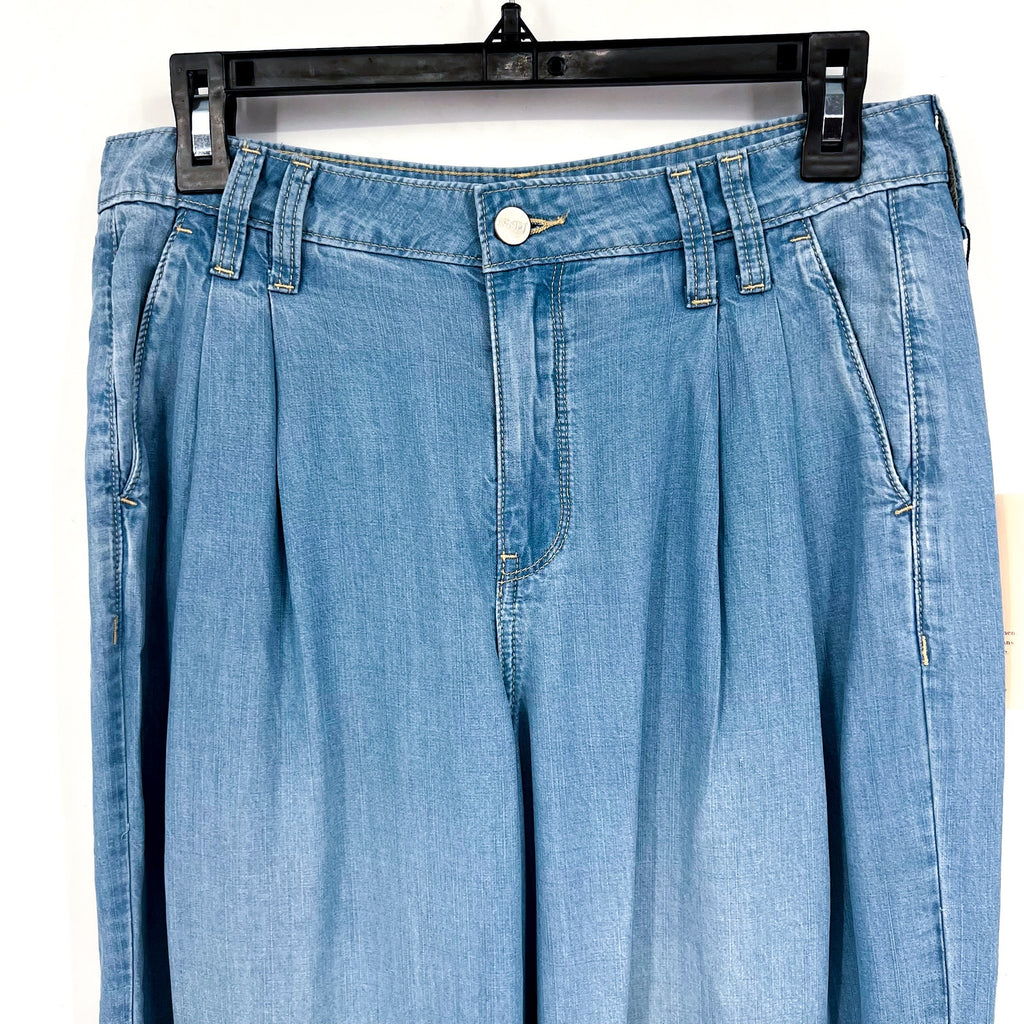 NYDJ Womens Whitney Pleated Trousers Pants Size 4 Blue Canary Beach Wide Leg NWT