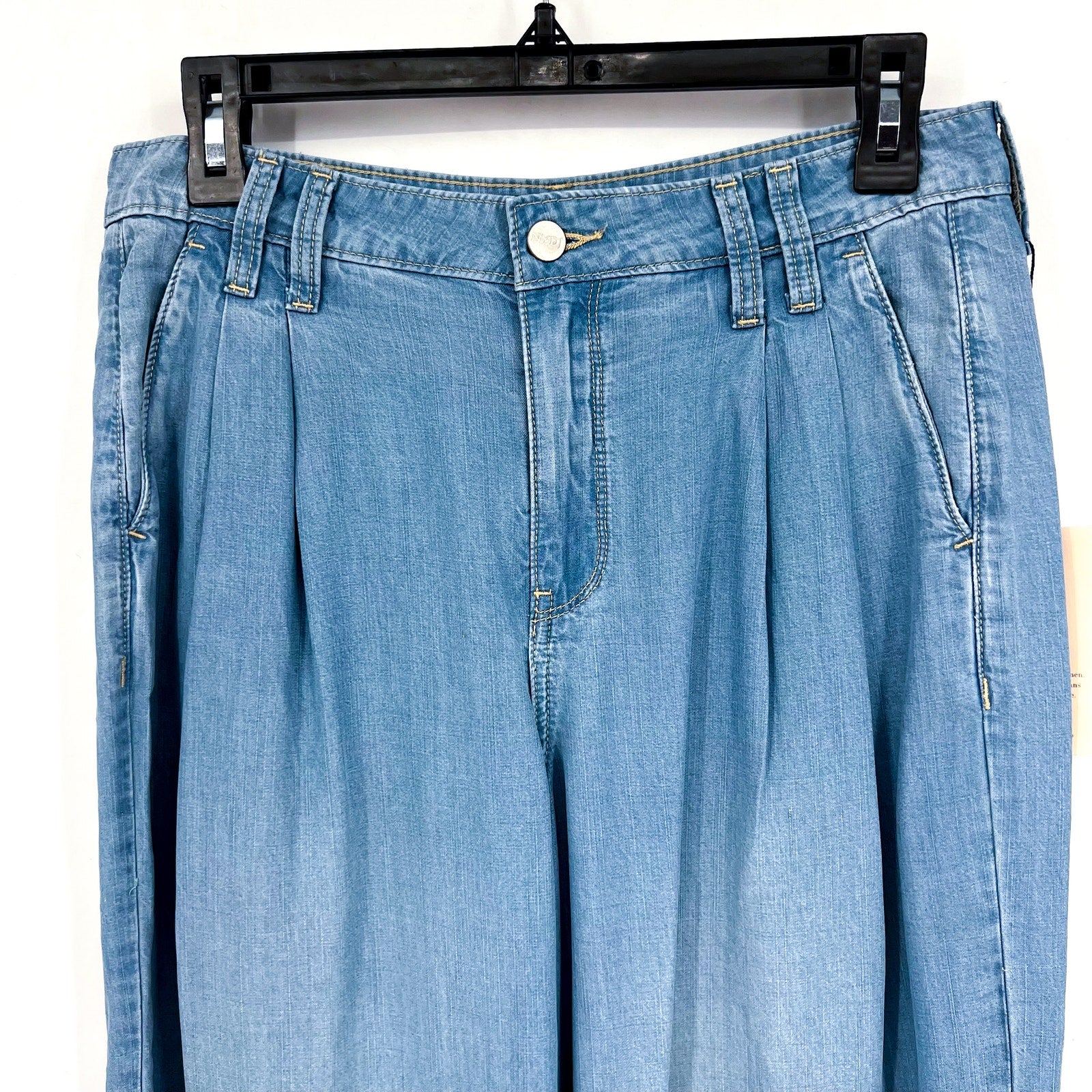 NYDJ Womens Whitney Pleated Trousers Pants Size 4 Blue Canary Beach Wide Leg NWT