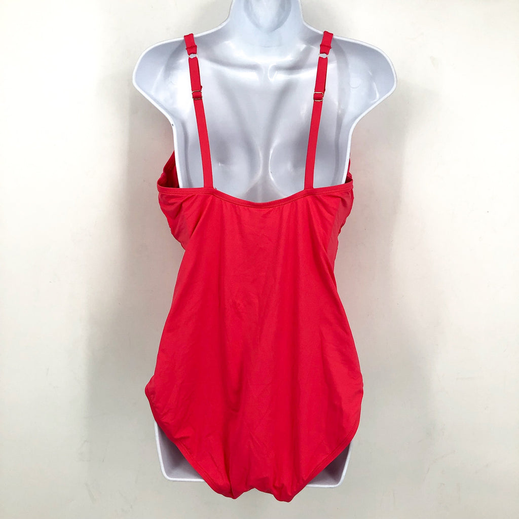 TOMMY BAHAMA Women's Pearl Cross Front One-Piece Swimsuit Size 14 Pink OTS NWT
