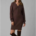 prAna Womens Milani Henley Dress Medium Clove Red Waffle Knit Thermal LS NWT