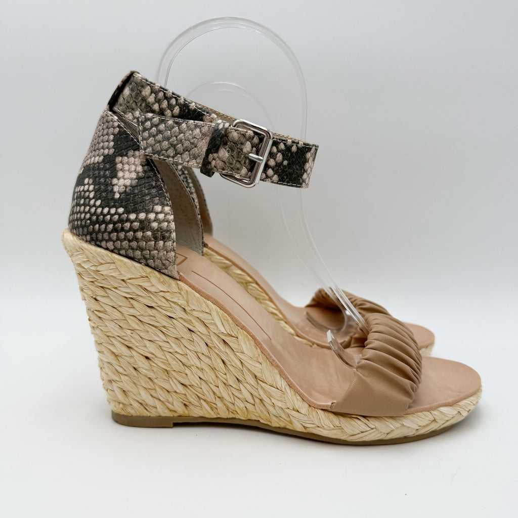 DOLCE Vita Womens Noor Wedge Sandals Size 8.5 Brown Espadrille Leather NWOB