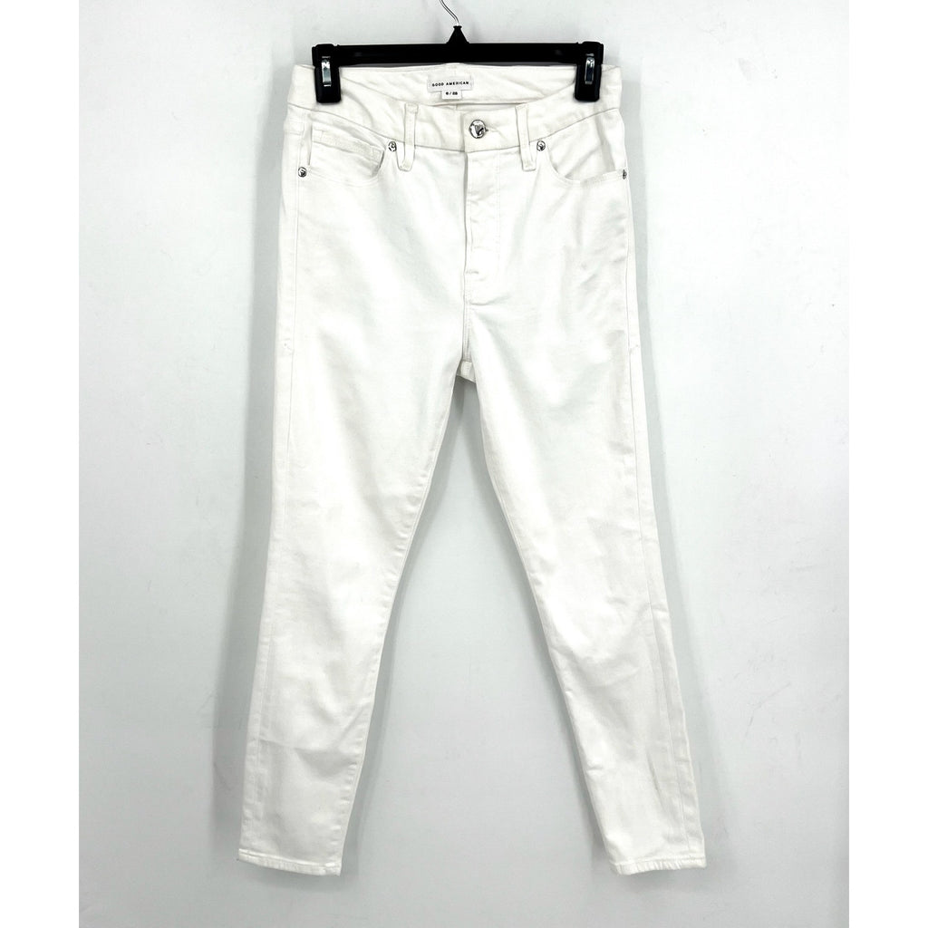 Good American Womens Good Leg Cropped Jeans Size 28 US 6 White Stretch NWOT