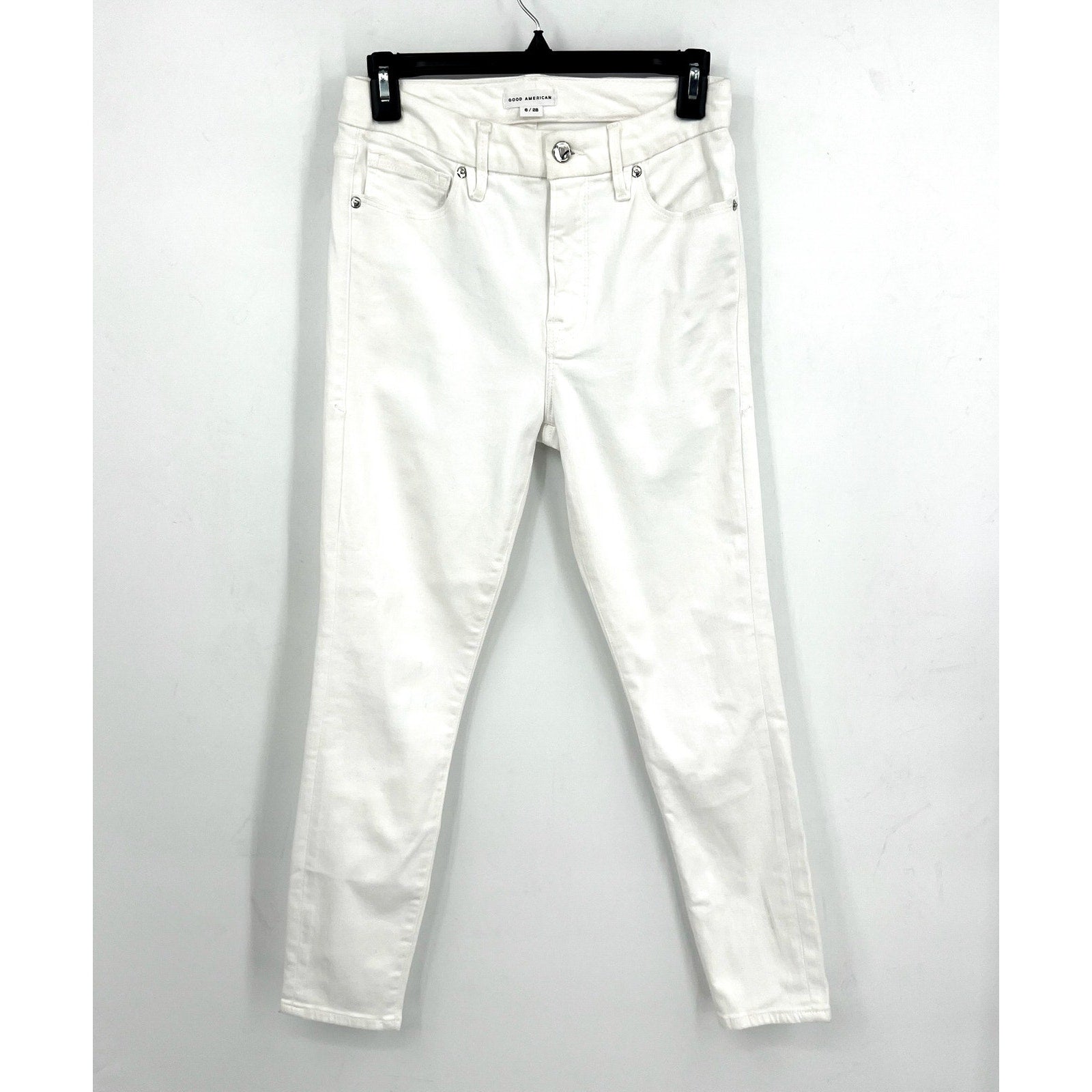 Good American Womens Good Leg Cropped Jeans Size 28 US 6 White Stretch NWOT