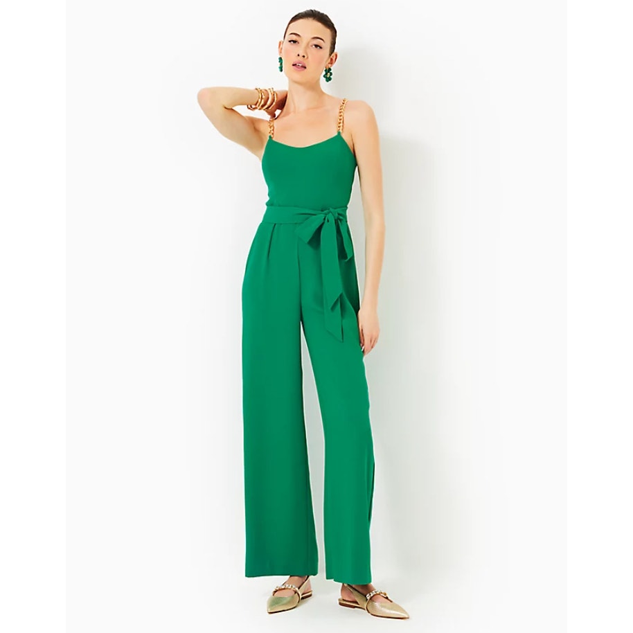 LILLY PULITZER Women's Zemira Sleeveless Jumpsuit Size 16 Green Fiddle Leaf NWT