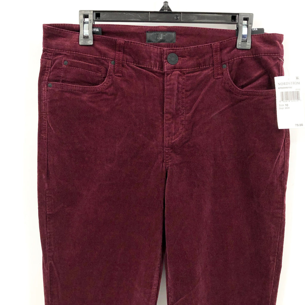 KUT FROM THE KLOTH Women's Karen Baby Boot Jeans Size 10 Red Wine Corduroy NWT