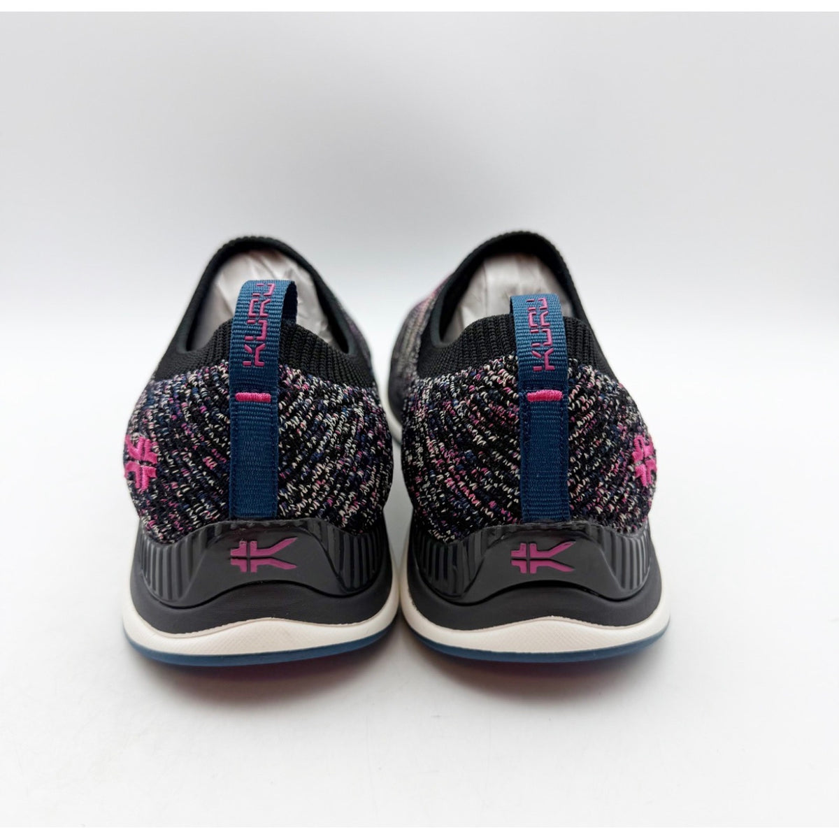 Kuru Womens Stride Casual Sneakers Size 8 Jet Black Confetti Knit Slip On NWOB