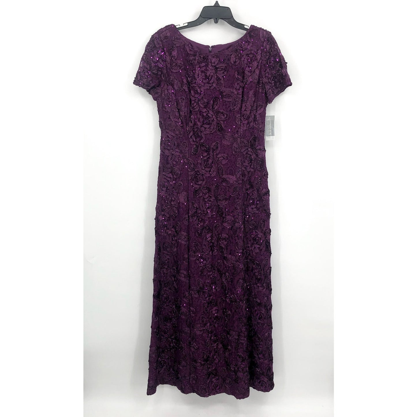 ALEX EVENINGS Women's Rosette Lace A-Line Gown Size 12 Purple Eggplant NWT