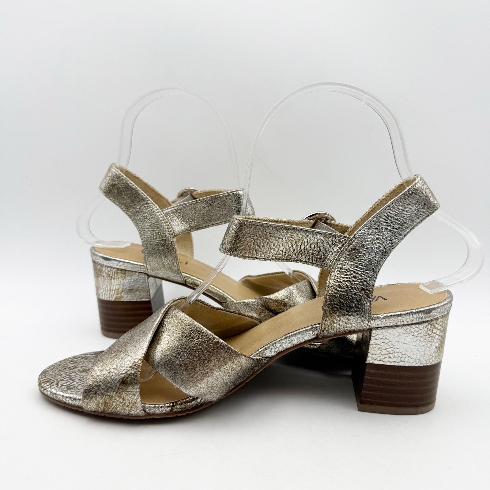 Vaneli Womens Moral Heeled Sandals US 7 M Metallic Gold Leather NWOB