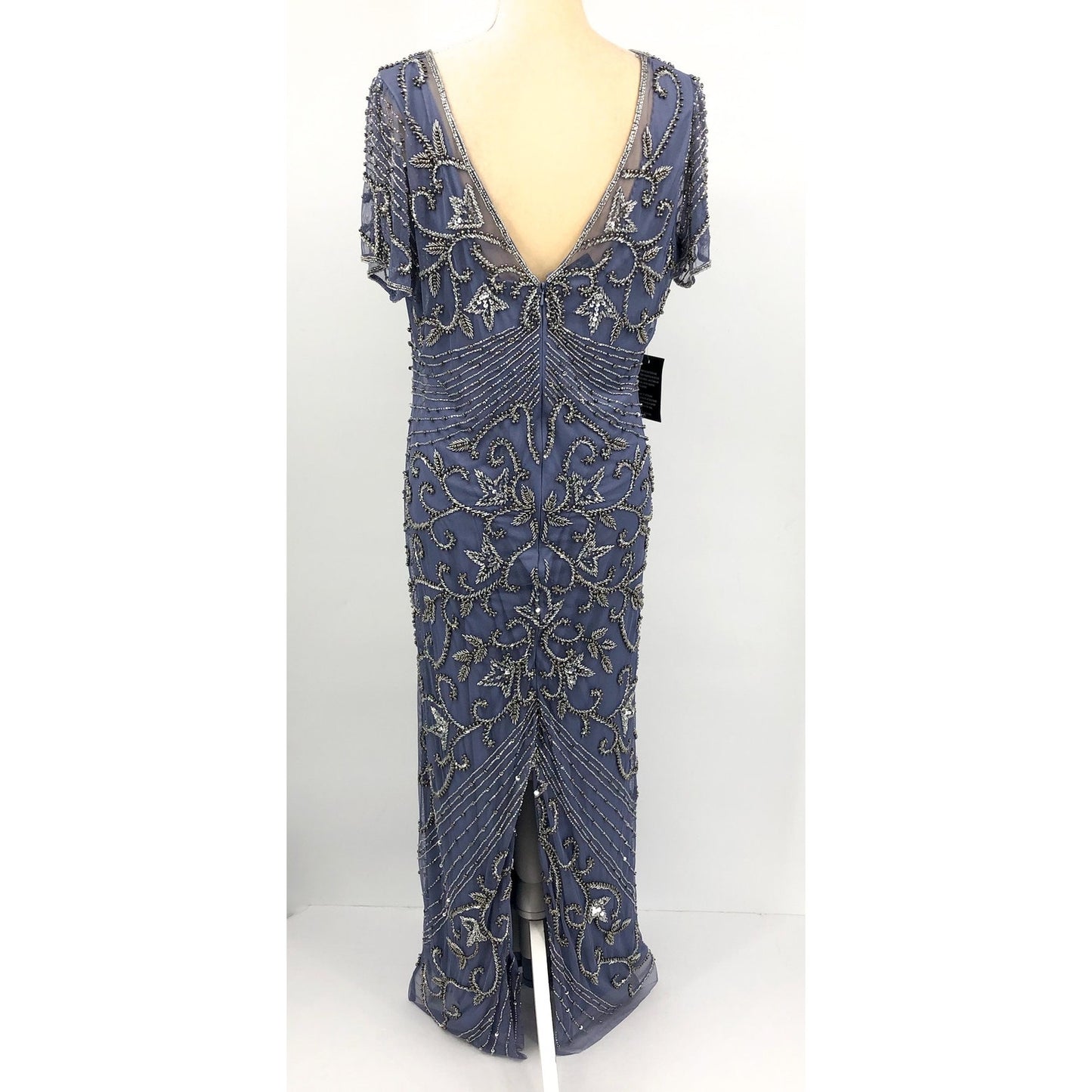 PISARRO NIGHTS Women's Beaded Column Gown Size 18 Violet Purple Short Sleeve NWT