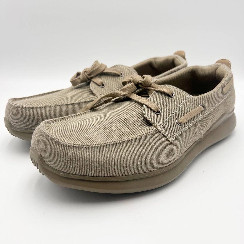 Propet Mens Viasol Lace Slip On Loafers Size 11 Wide EU 45 Tan Canvas NIB