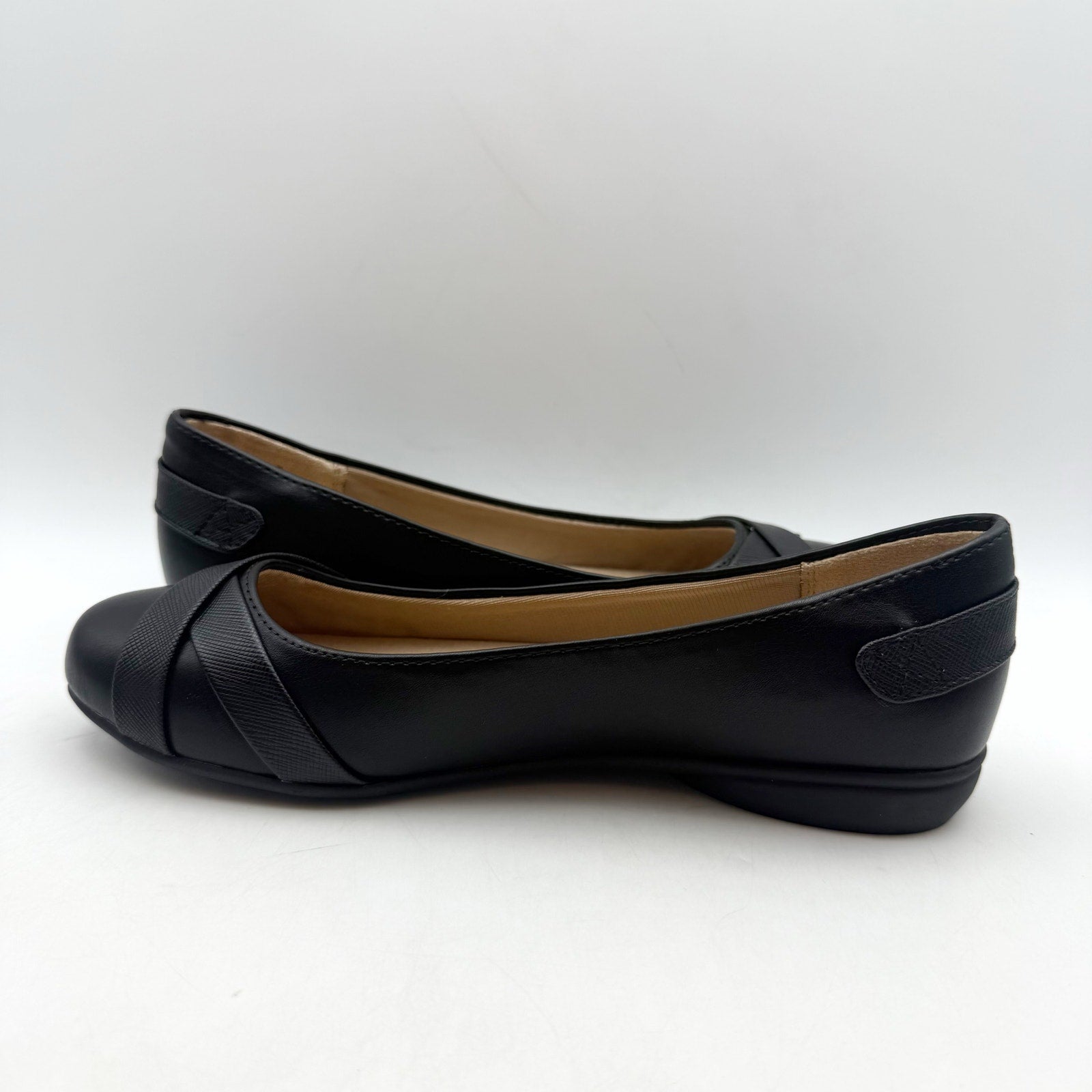 LifeStride Womens Adalene Flats US 6 Wide EU 36 Black Vegan Leather NWOB