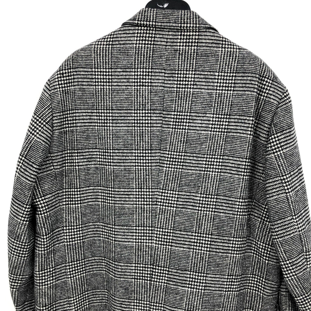 NORDSTROM Men's Glen Wool Blend Topcoat XL Black White Plaid XL NWOT