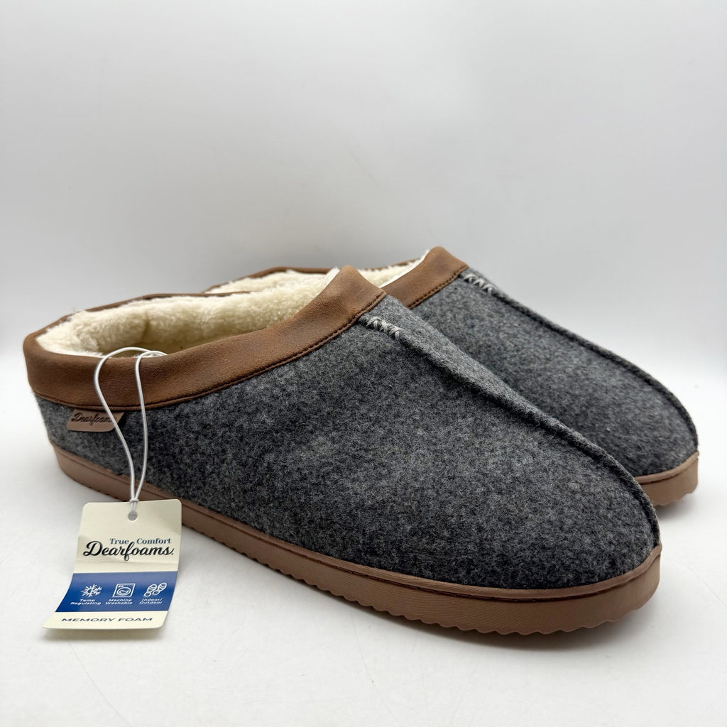 Dearfoams Mens Warner Clog Slippers US XL 13-14 EU 46.5 Grey NWT