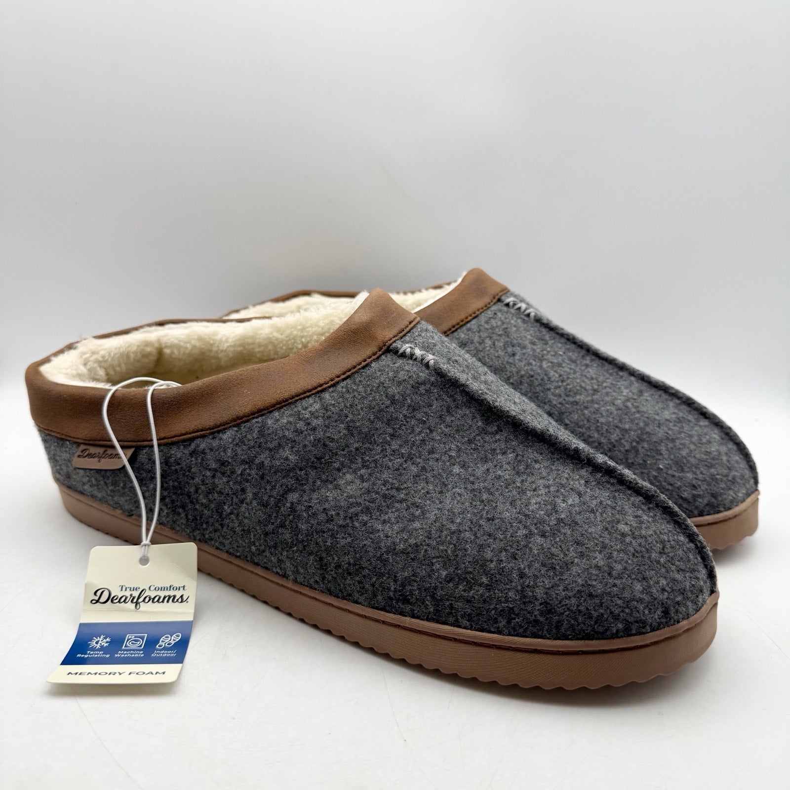 Dearfoams Mens Warner Clog Slippers US XL 13-14 EU 46.5 Grey NWT