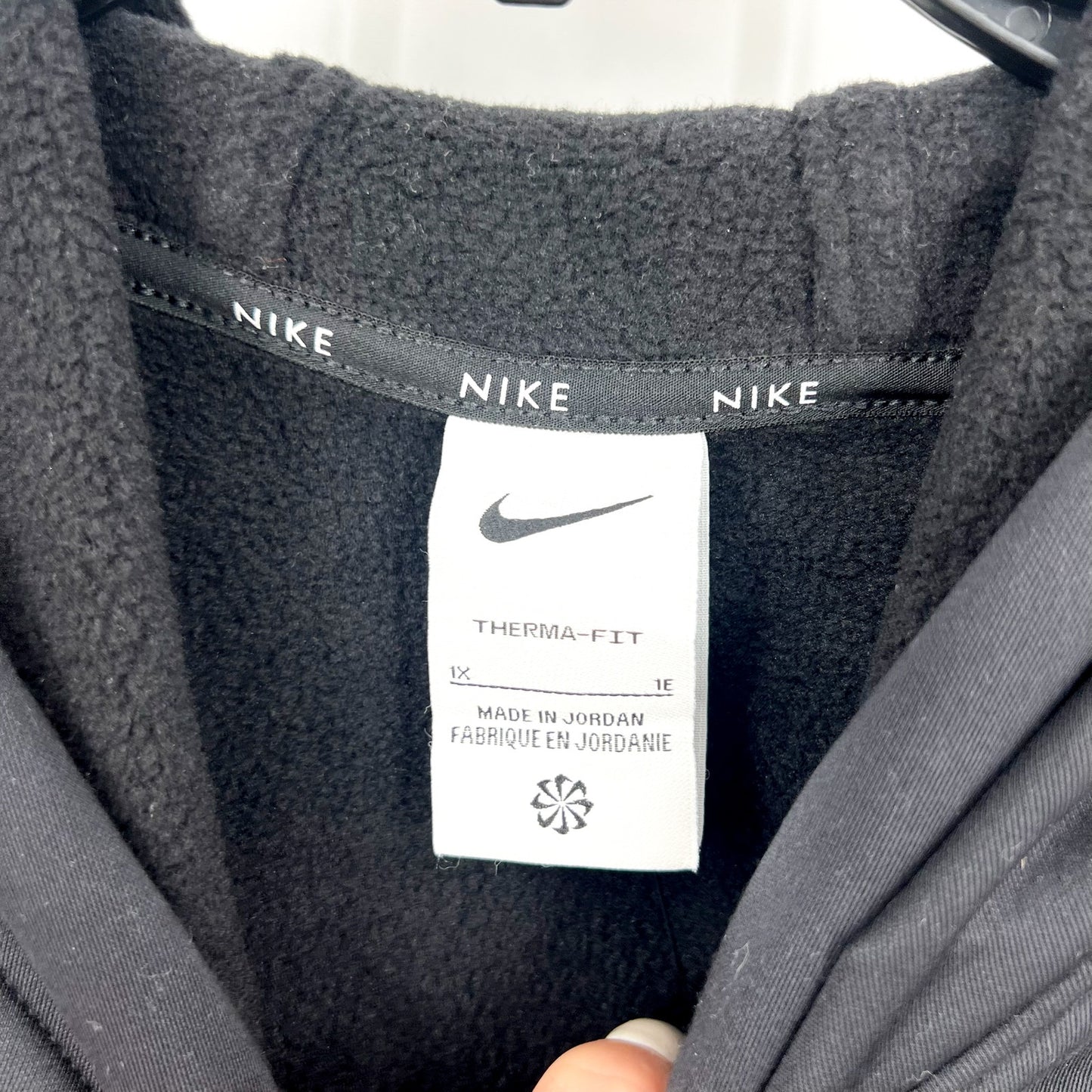 NIKE Womens Therma-FIT One Pullover Hoodie 1X Plus Black Long Sleeve NWT