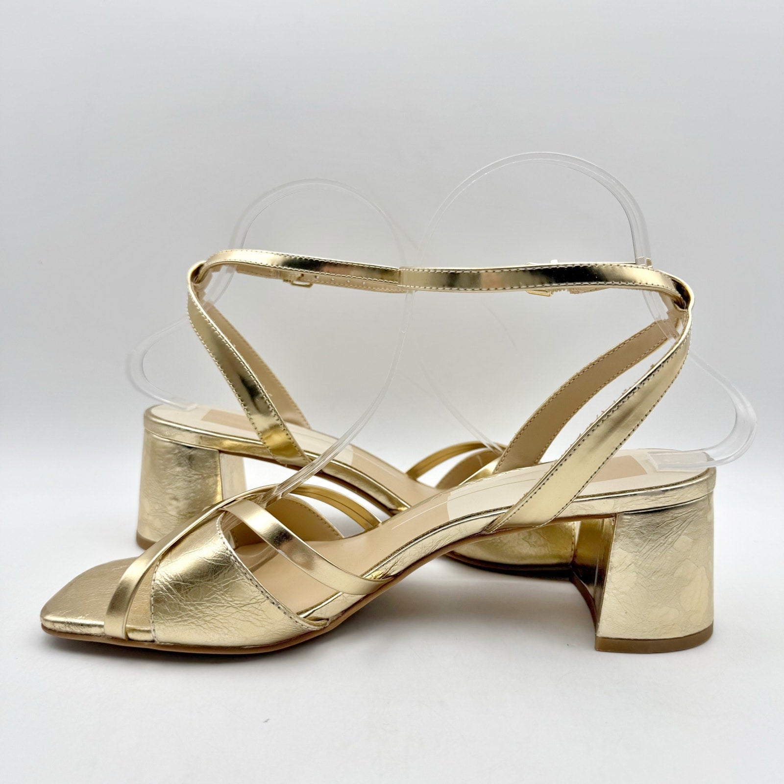 Dolce Vita Womens Blakly Heel Sandal US 8.5 Gold Distressed Leather NIB