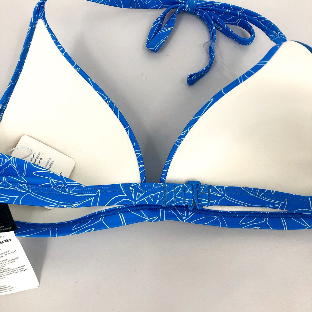 PRANA Women's Lexie Halter Bikini Top XS Blue Floret Print UPF 50+ NWT