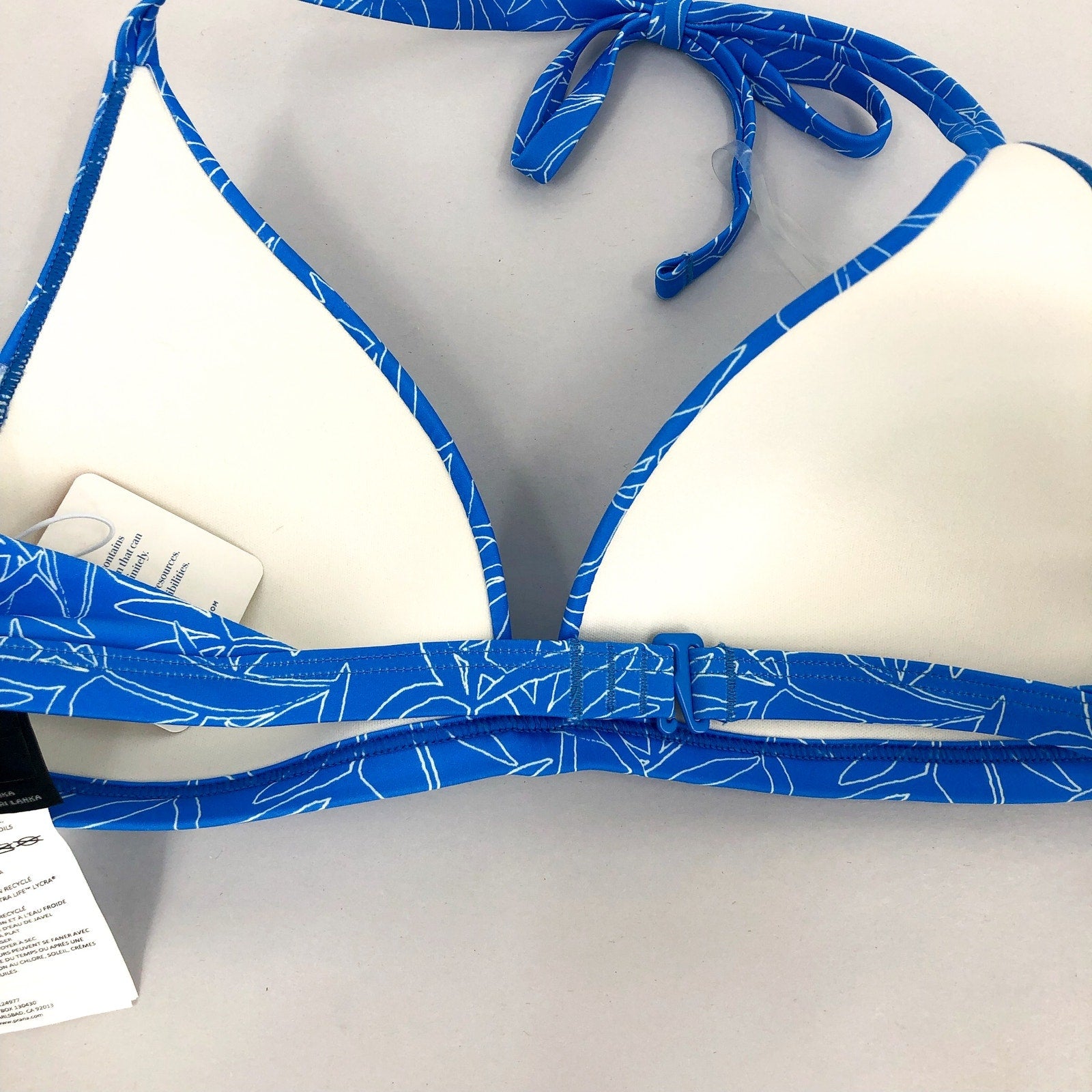 PRANA Women's Lexie Halter Bikini Top XS Blue Floret Print UPF 50+ NWT