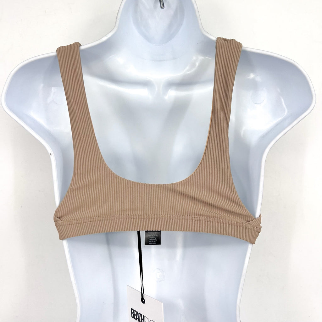 BEACH RIOT Women's Peyton Bikini Top XS Tan Ribbed Bralette Scoop Neck NWT