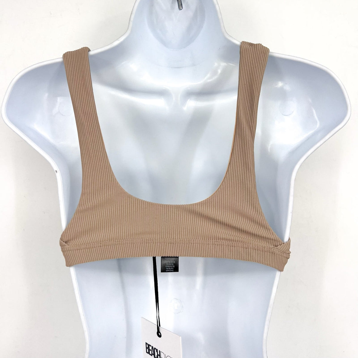 BEACH RIOT Women's Peyton Bikini Top XS Tan Ribbed Bralette Scoop Neck NWT