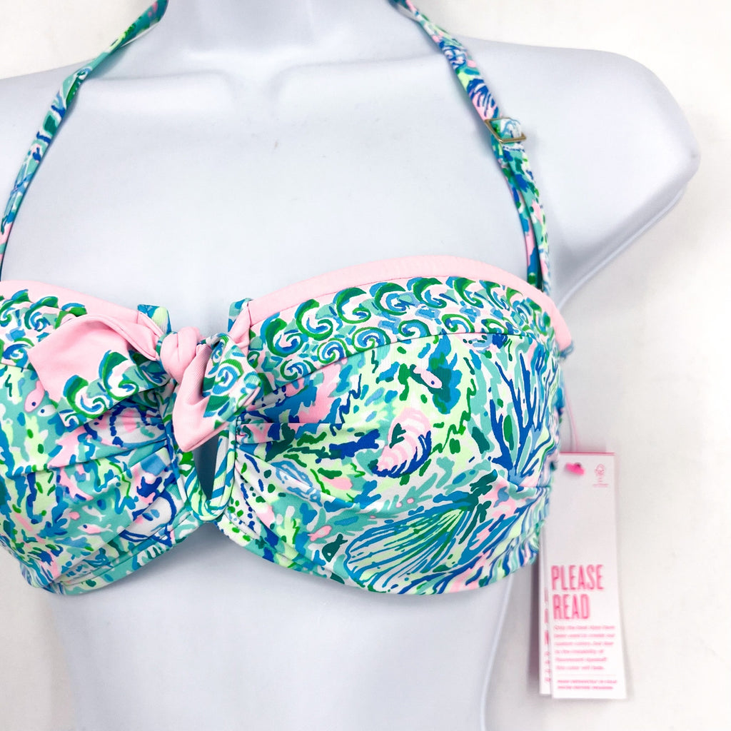 LILLY PULITZER Womens Agnes Bikini Top Size 8 Surf Blue Soleil It On Me NWT