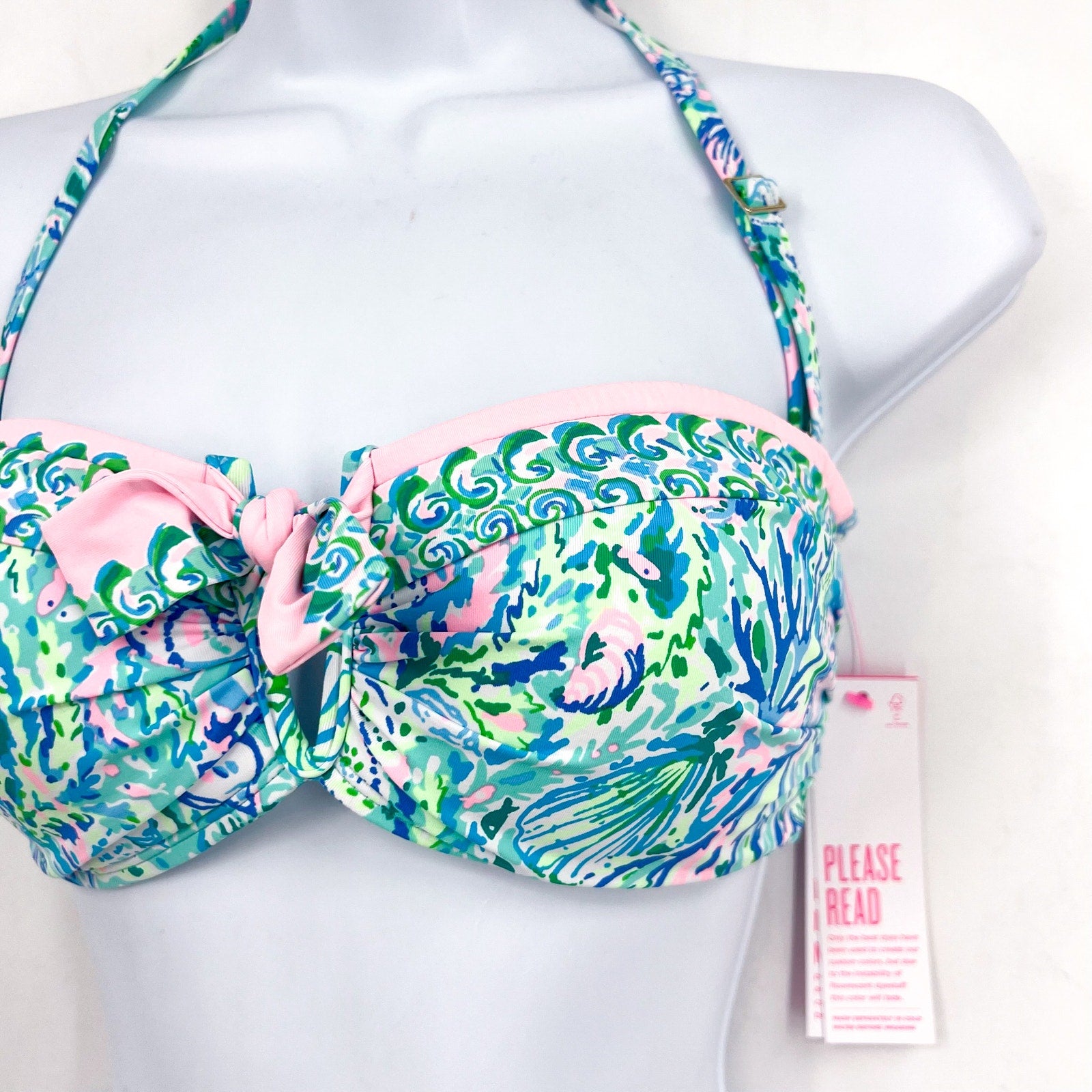 LILLY PULITZER Womens Agnes Bikini Top Size 8 Surf Blue Soleil It On Me NWT